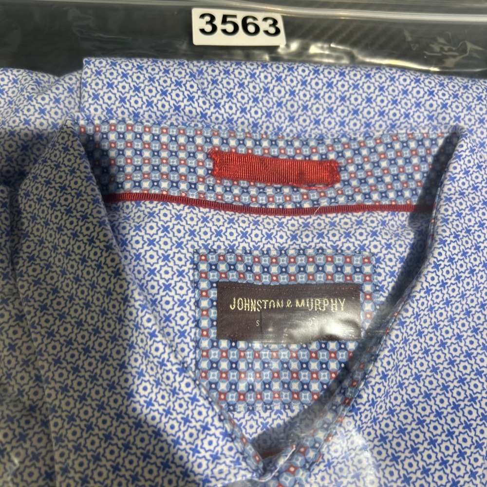 Johnston & Murphy Button Up Dress Shirt Mens XXL Blue White Geometric Cotton - Picture 11 of 11